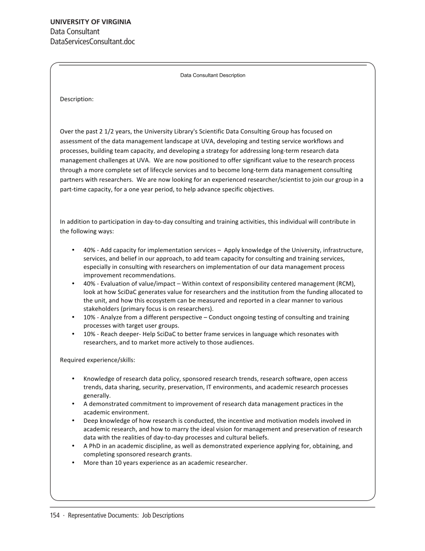 SPEC Kit 334: Research Data Management Services (July 2013) page 154