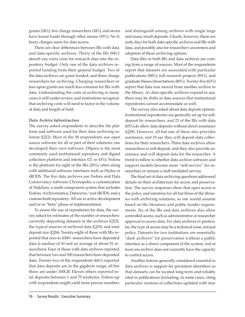 SPEC Kit 334: Research Data Management Services (July 2013) page 16
