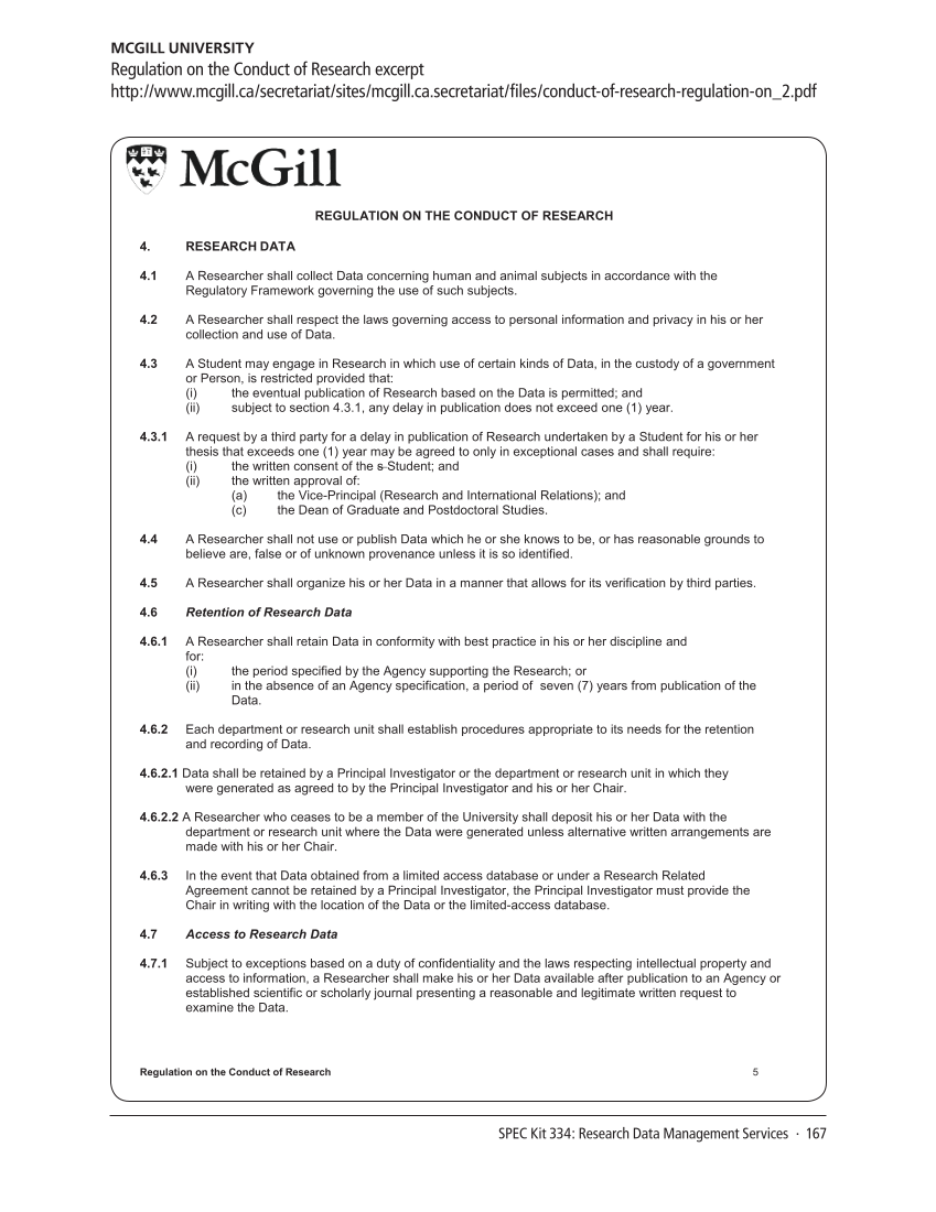 SPEC Kit 334: Research Data Management Services (July 2013) page 167