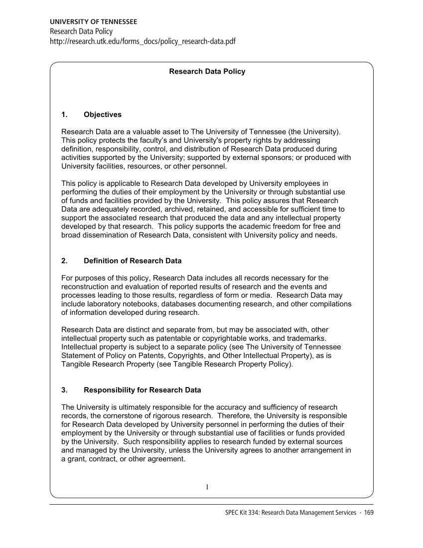 SPEC Kit 334: Research Data Management Services (July 2013) page 169