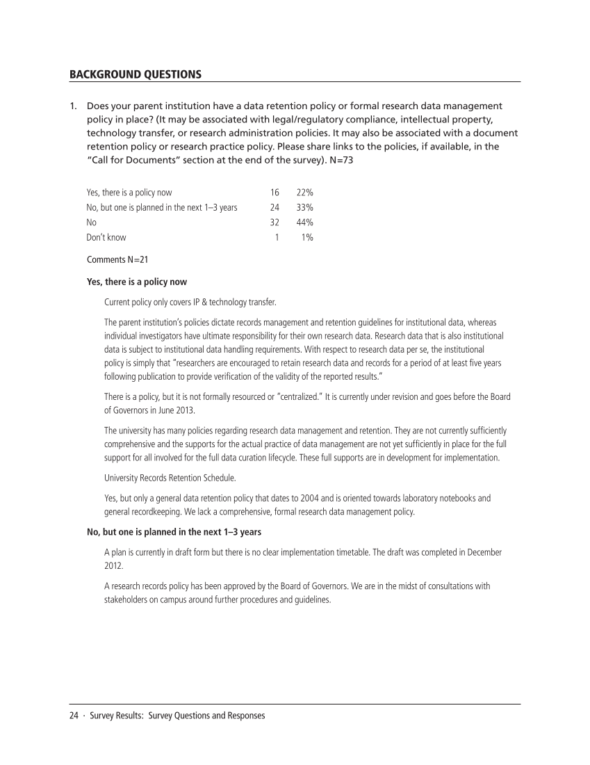 SPEC Kit 334: Research Data Management Services (July 2013) page 24