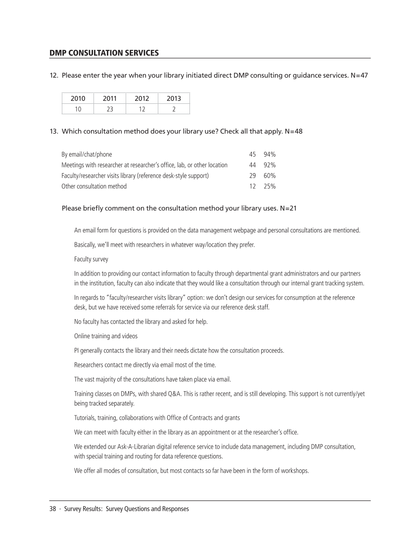 SPEC Kit 334: Research Data Management Services (July 2013) page 38