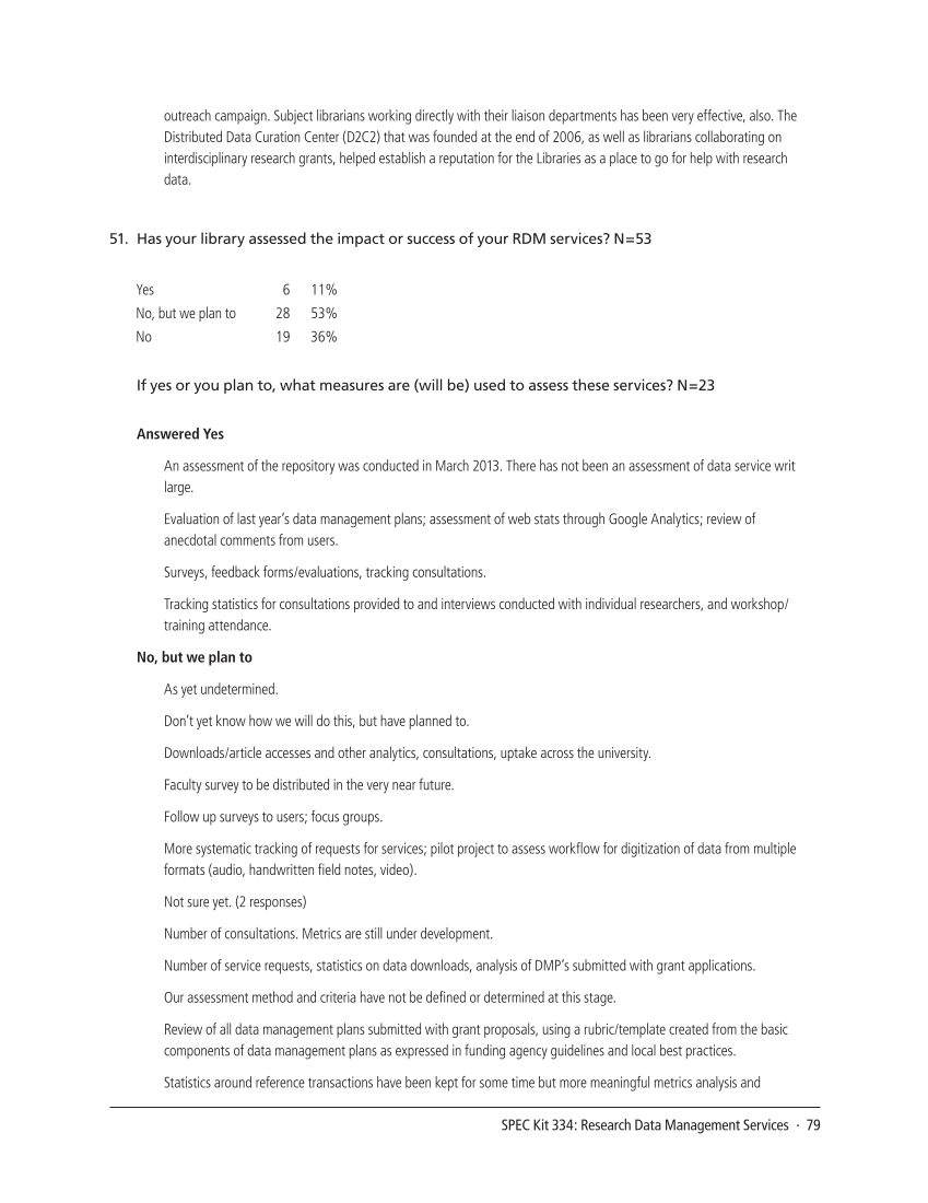 SPEC Kit 334: Research Data Management Services (July 2013) page 79