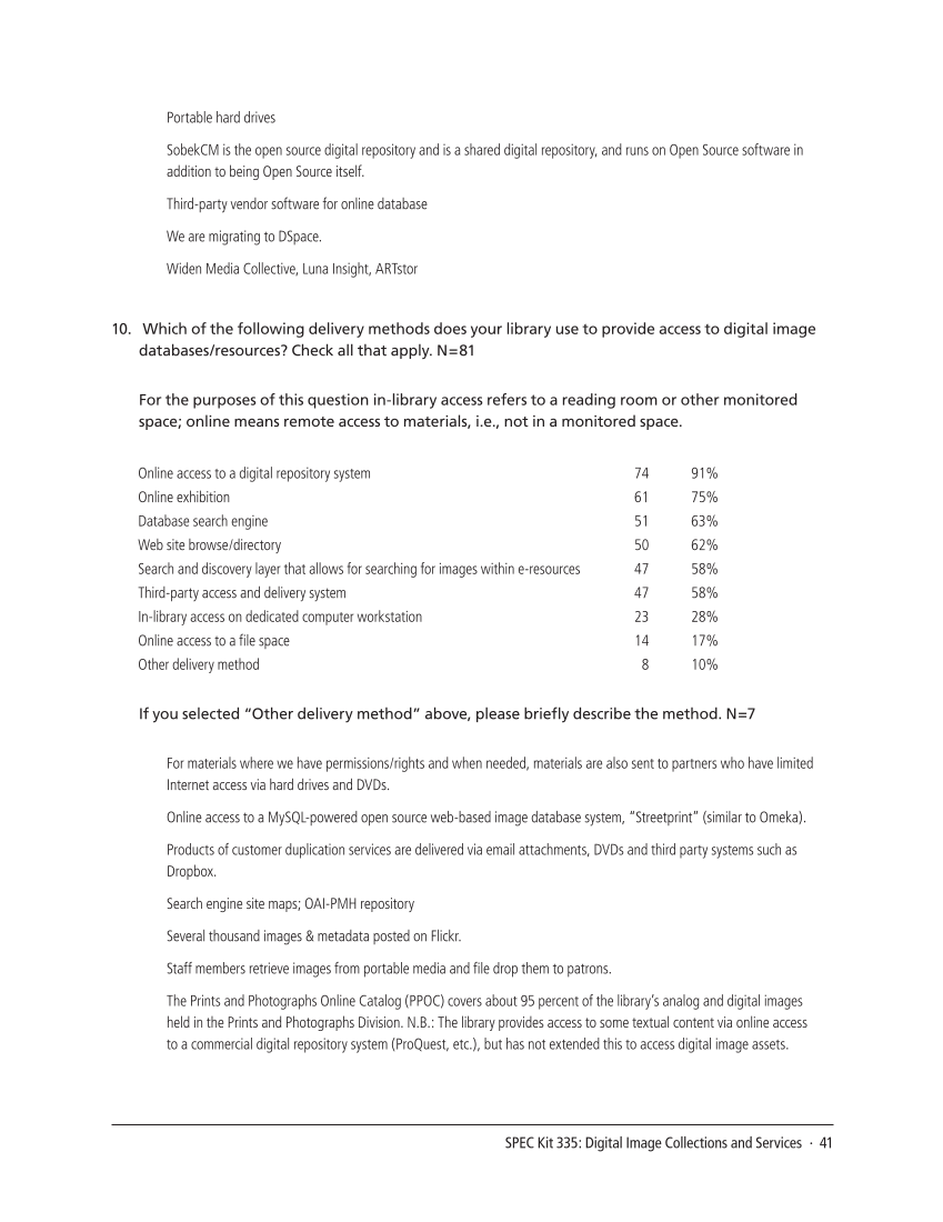 SPEC Kit 335: Digital Image Collections and Services (August 2013) page 41