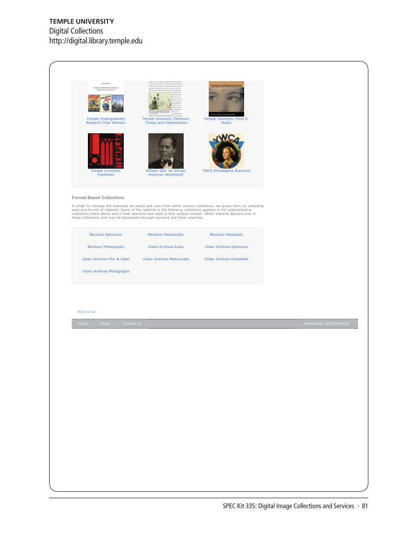 SPEC Kit 335: Digital Image Collections and Services (August 2013) page 81
