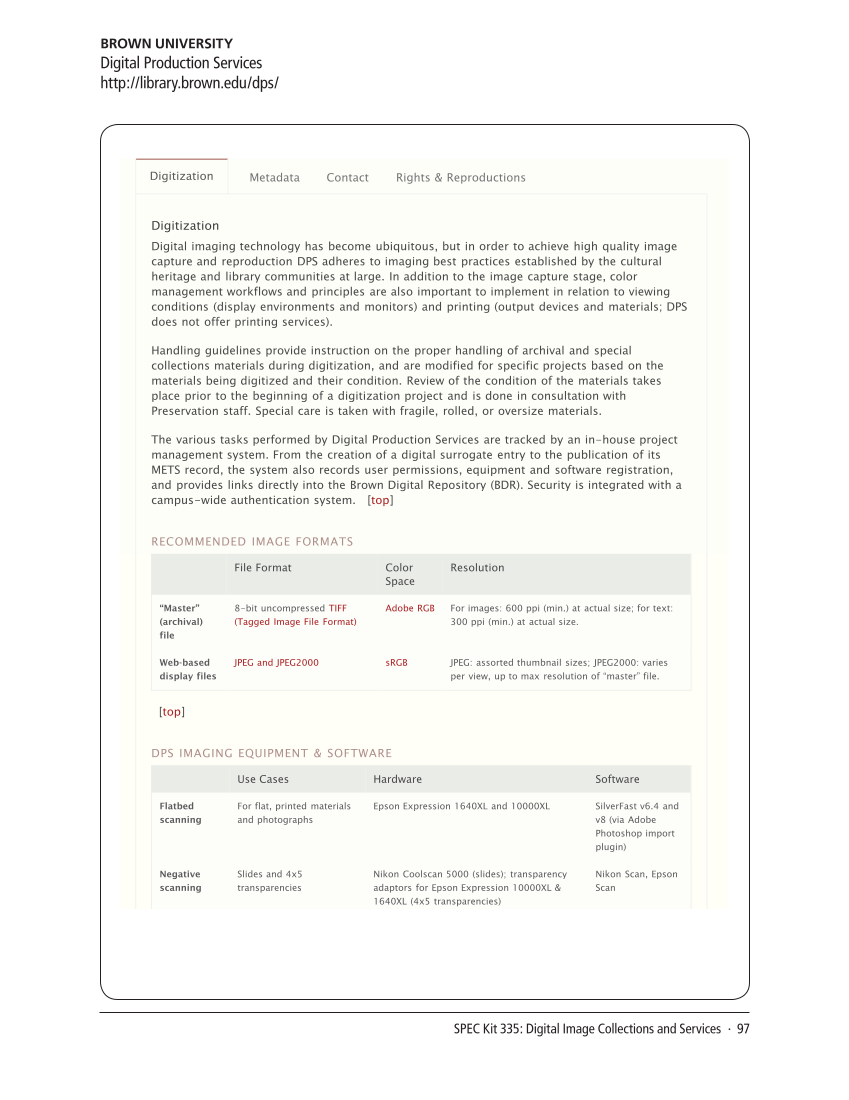 SPEC Kit 335: Digital Image Collections and Services (August 2013) page 97