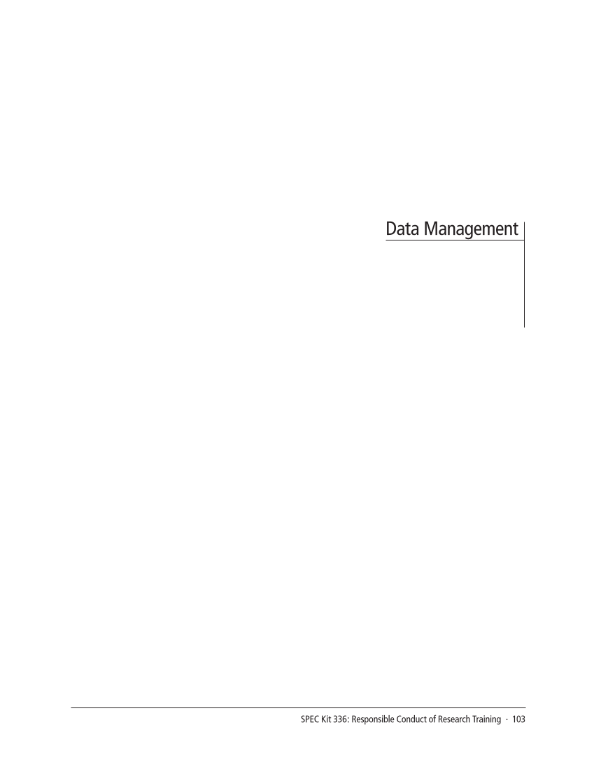 SPEC Kit 336: Responsible Conduct of Research Training (September 2013) page 103