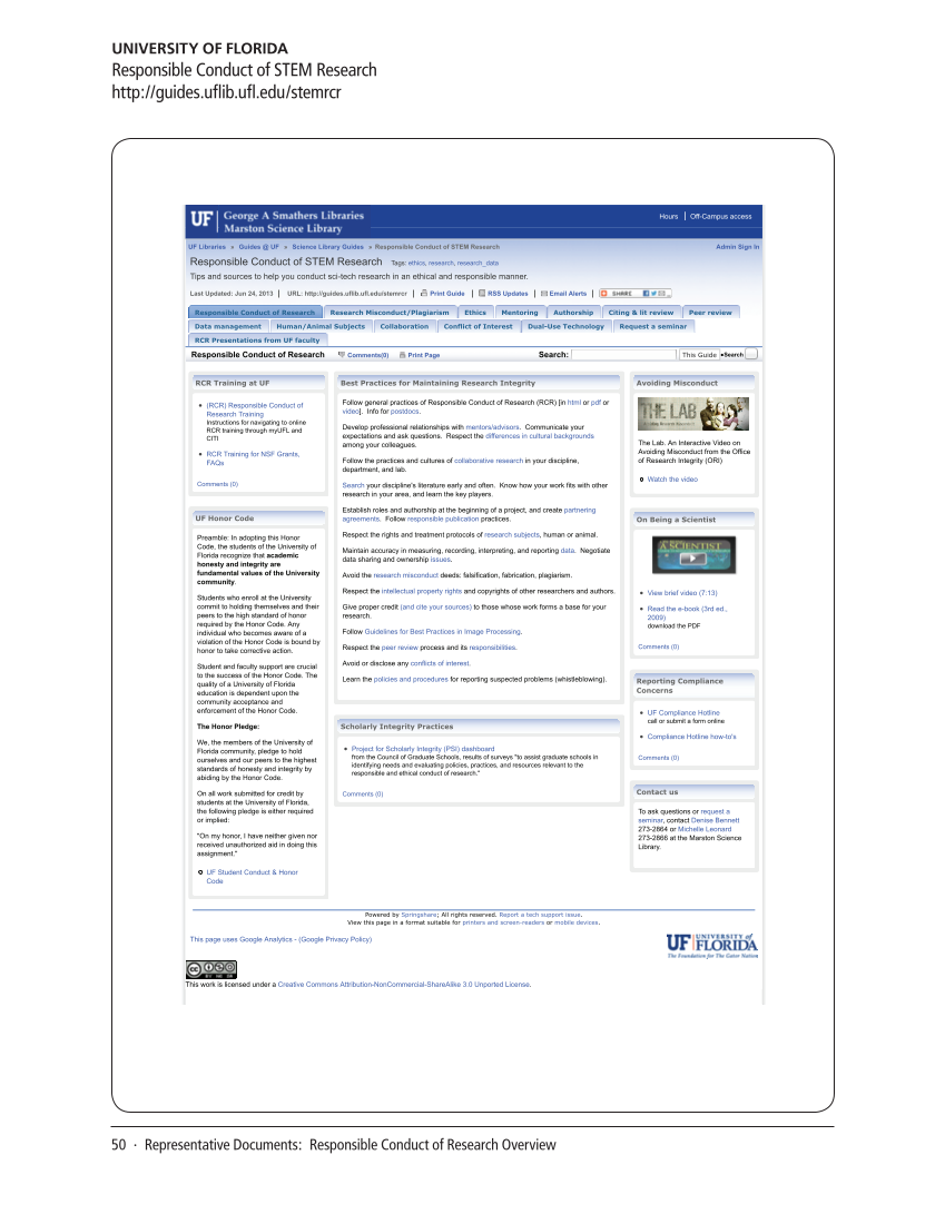 SPEC Kit 336: Responsible Conduct of Research Training (September 2013) page 50