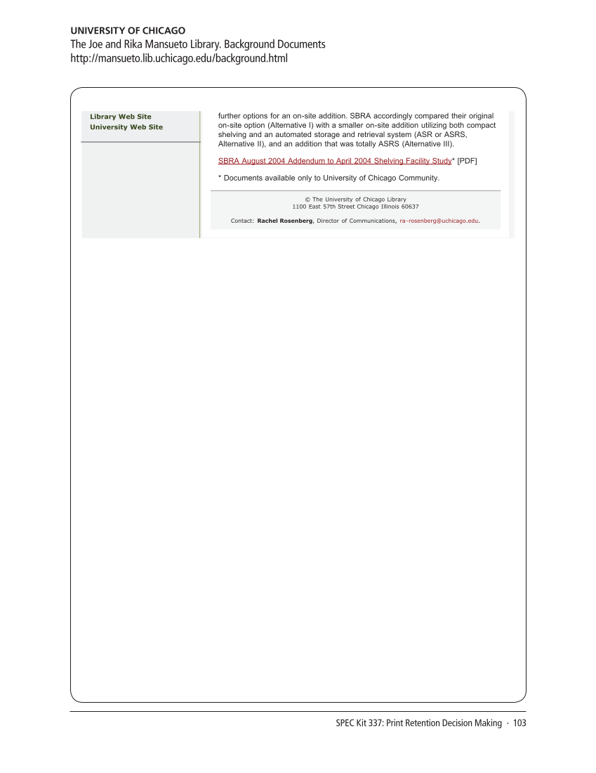 SPEC Kit 337: Print Retention Decision Making (October 2013) page 103