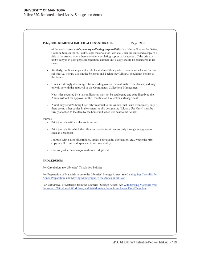 SPEC Kit 337: Print Retention Decision Making (October 2013) page 109