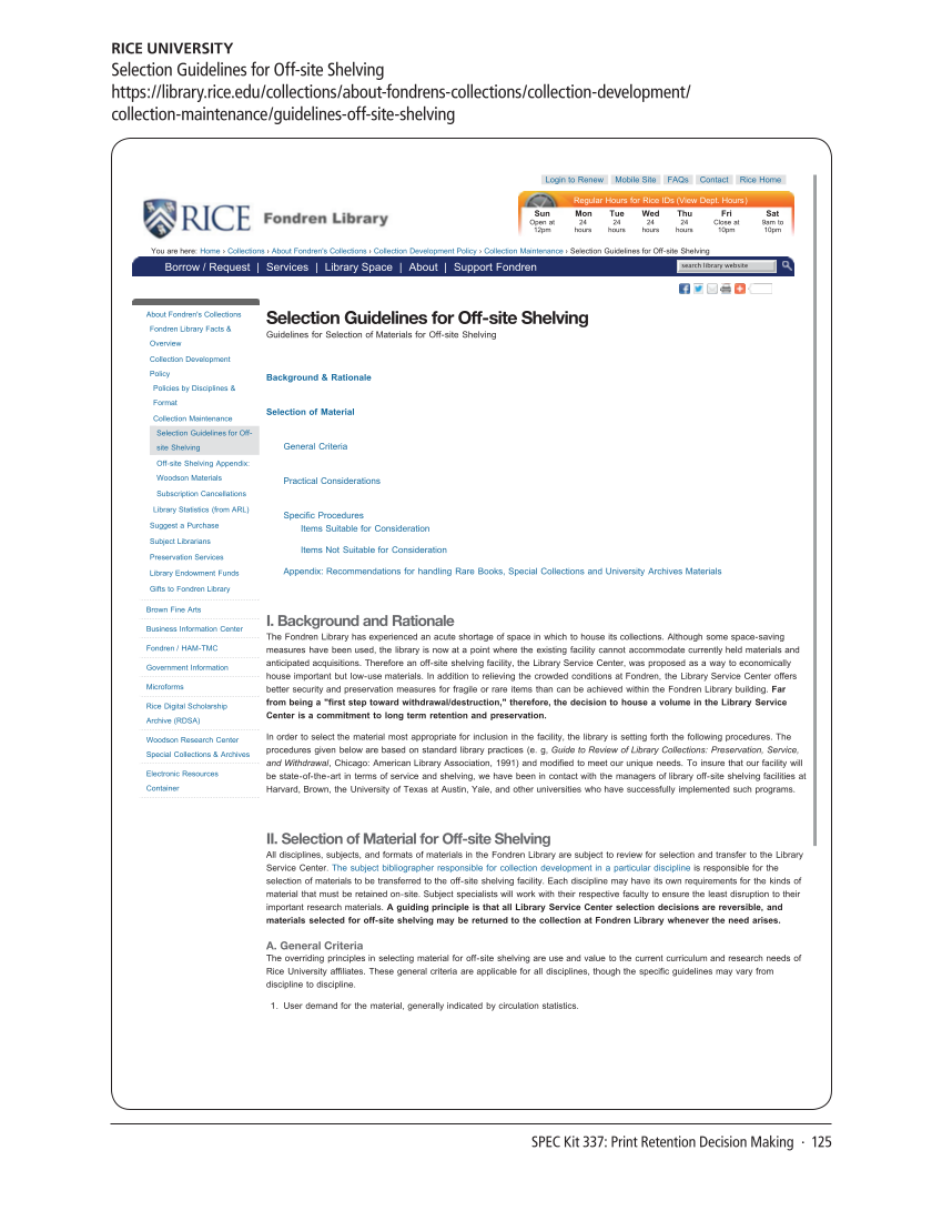 SPEC Kit 337: Print Retention Decision Making (October 2013) page 125
