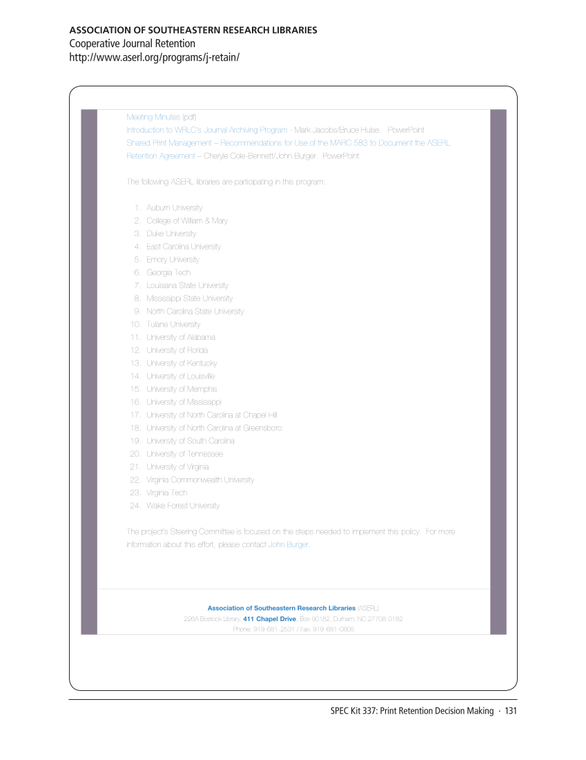 SPEC Kit 337: Print Retention Decision Making (October 2013) page 131