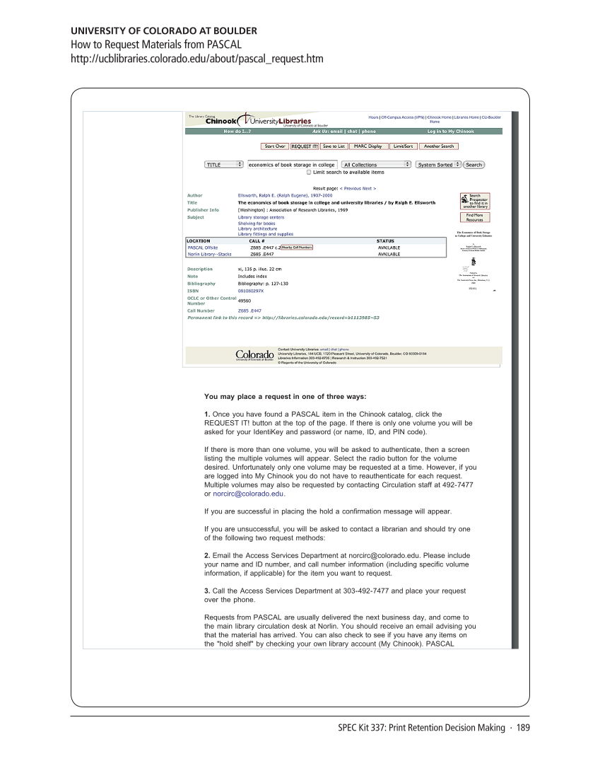 SPEC Kit 337: Print Retention Decision Making (October 2013) page 189