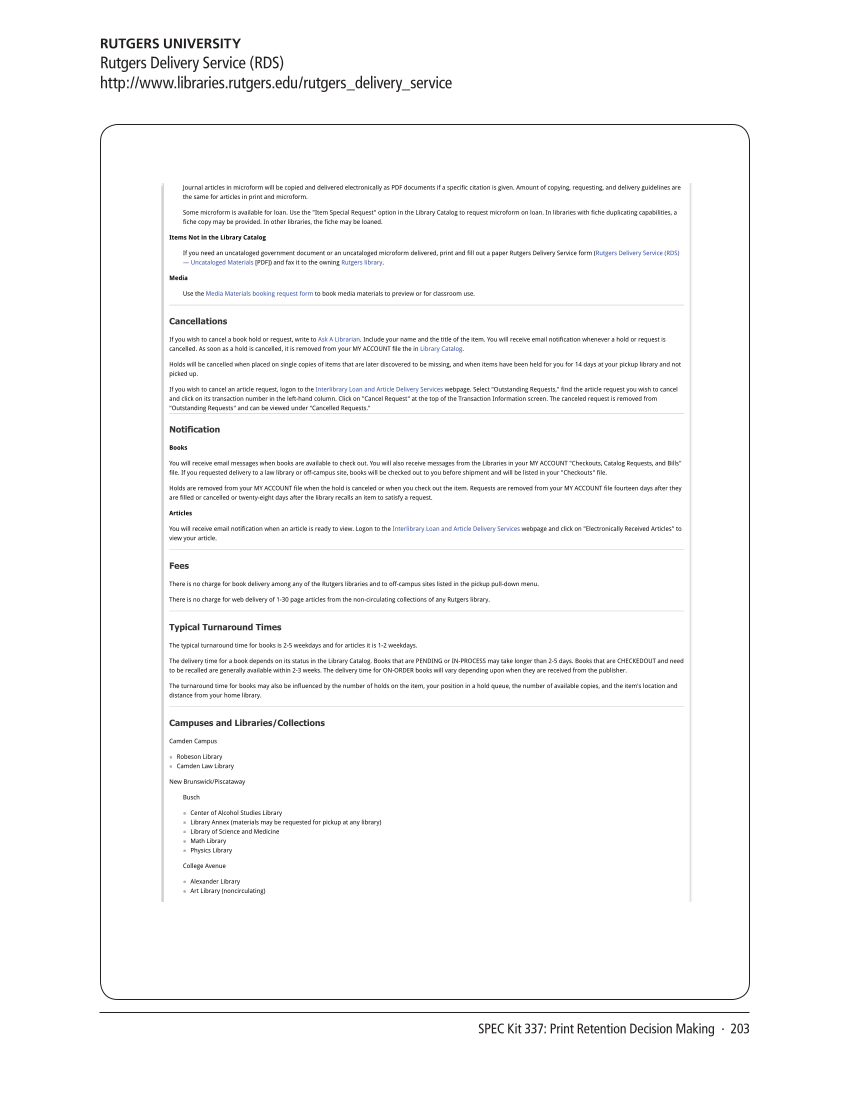 SPEC Kit 337: Print Retention Decision Making (October 2013) page 203