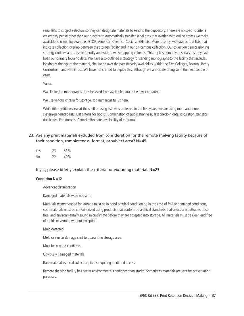 SPEC Kit 337: Print Retention Decision Making (October 2013) page 37