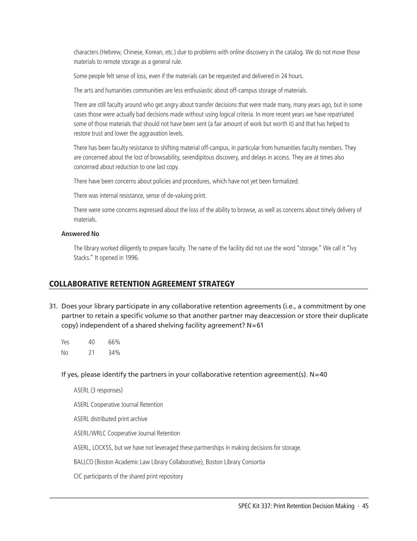 SPEC Kit 337: Print Retention Decision Making (October 2013) page 45