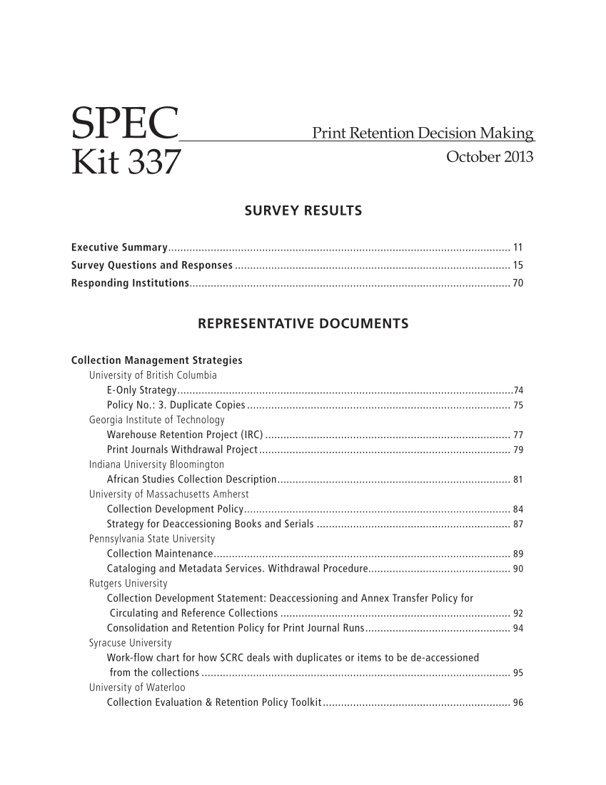 SPEC Kit 337: Print Retention Decision Making (October 2013) page 5