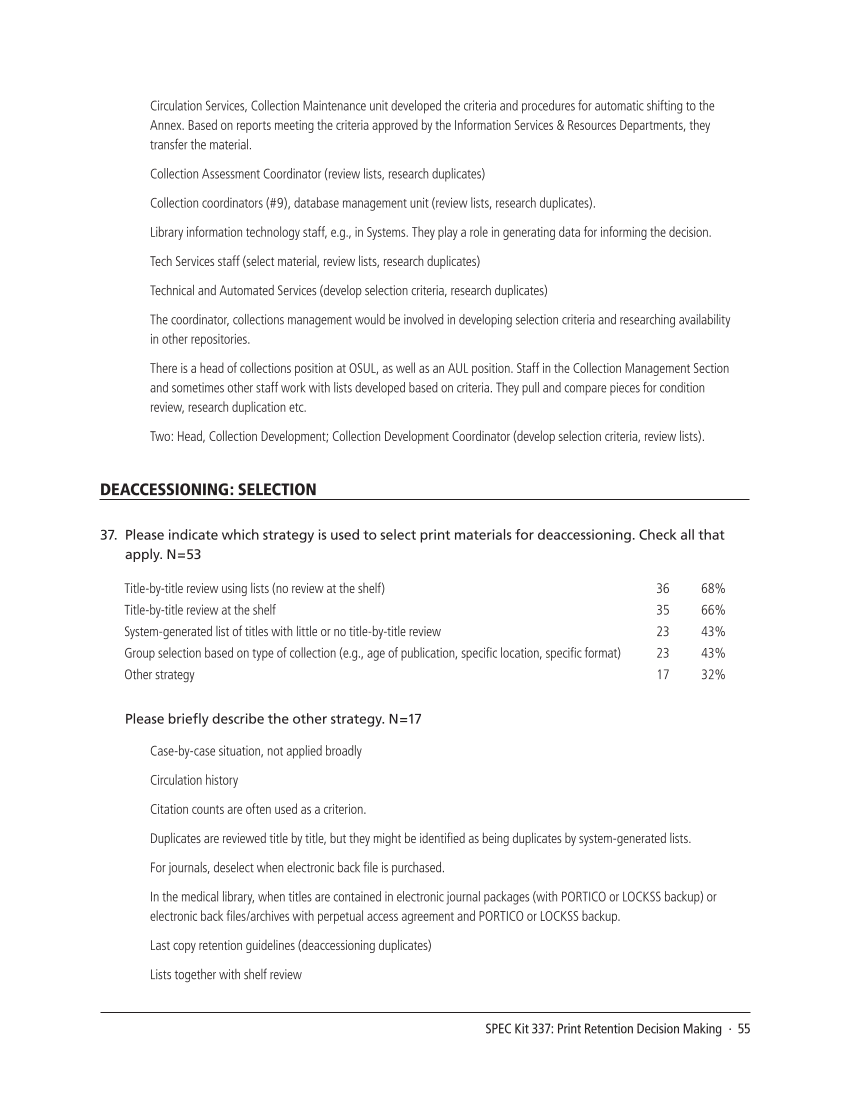 SPEC Kit 337: Print Retention Decision Making (October 2013) page 55