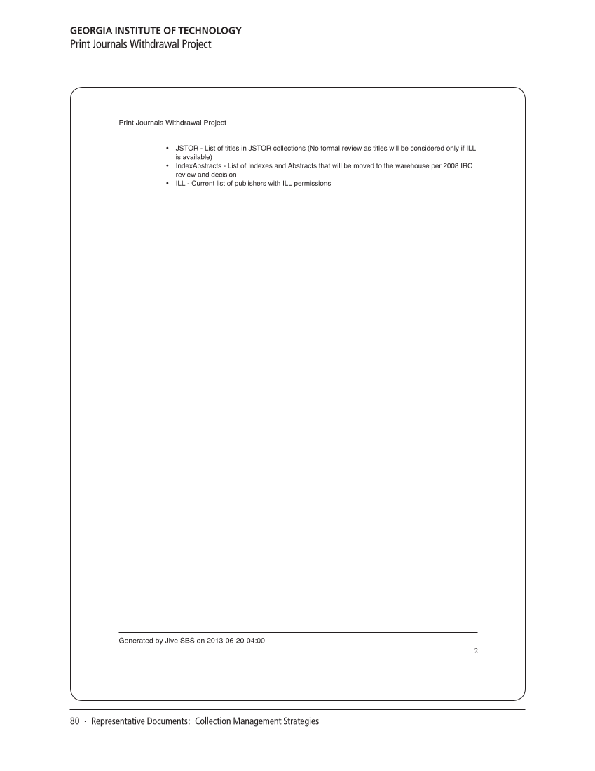 SPEC Kit 337: Print Retention Decision Making (October 2013) page 80