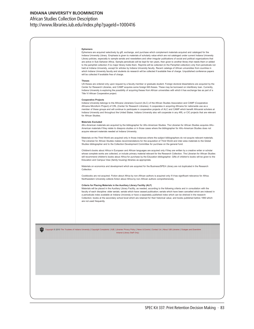 SPEC Kit 337: Print Retention Decision Making (October 2013) page 83