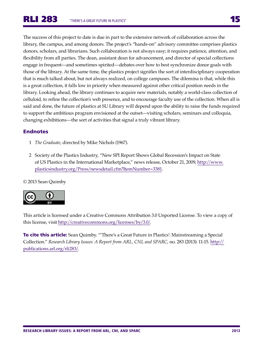 Research Library Issues, no. 283 (2013): Special Issue on Mainstreaming Special Collections page 15