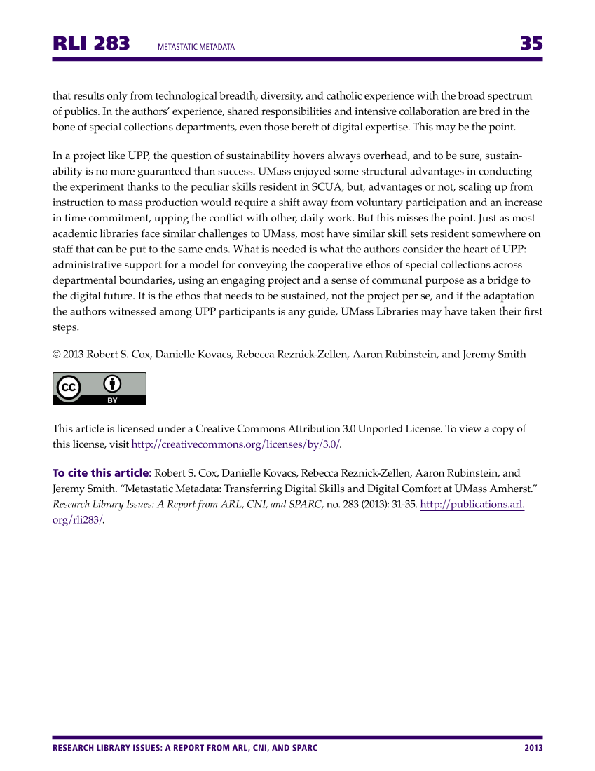 Research Library Issues, no. 283 (2013): Special Issue on Mainstreaming Special Collections page 35