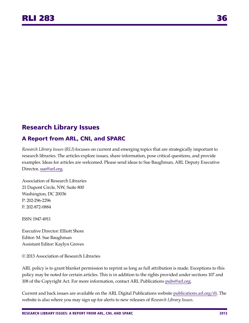 Research Library Issues, no. 283 (2013): Special Issue on Mainstreaming Special Collections page 36