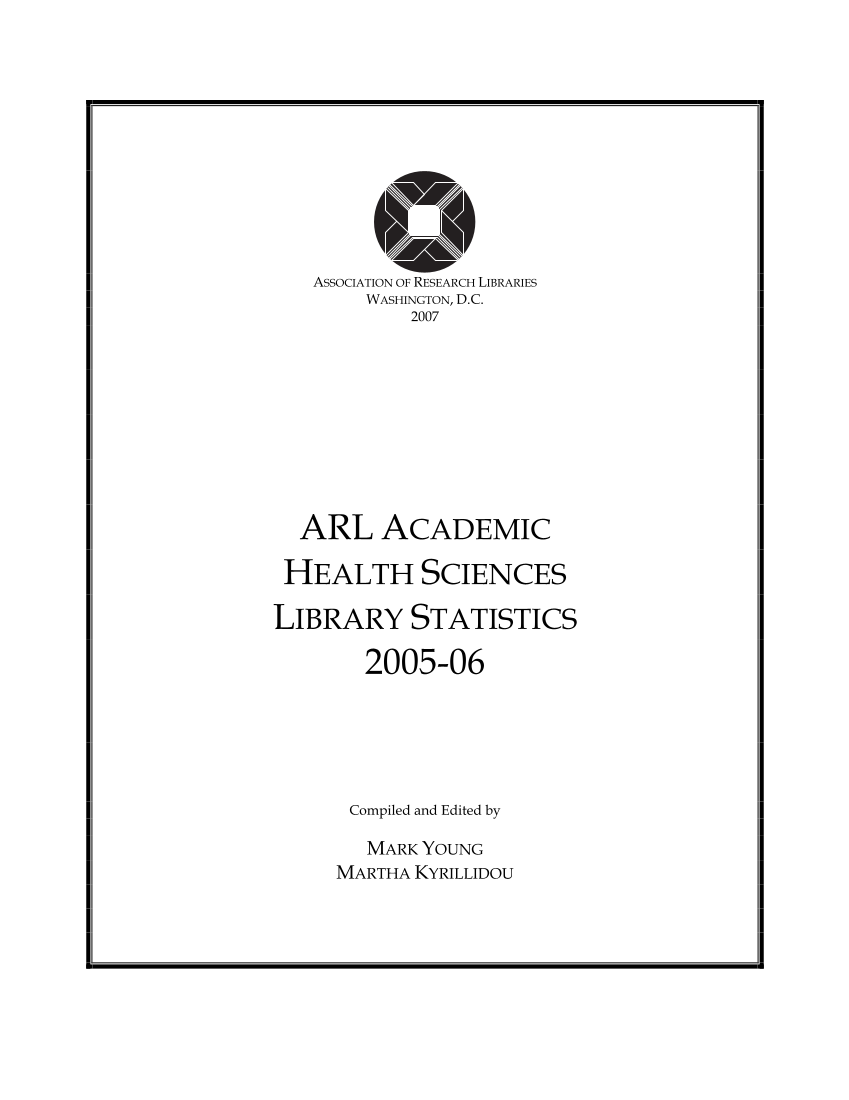 ARL Academic Health Sciences Library Statistics 2005–2006 page