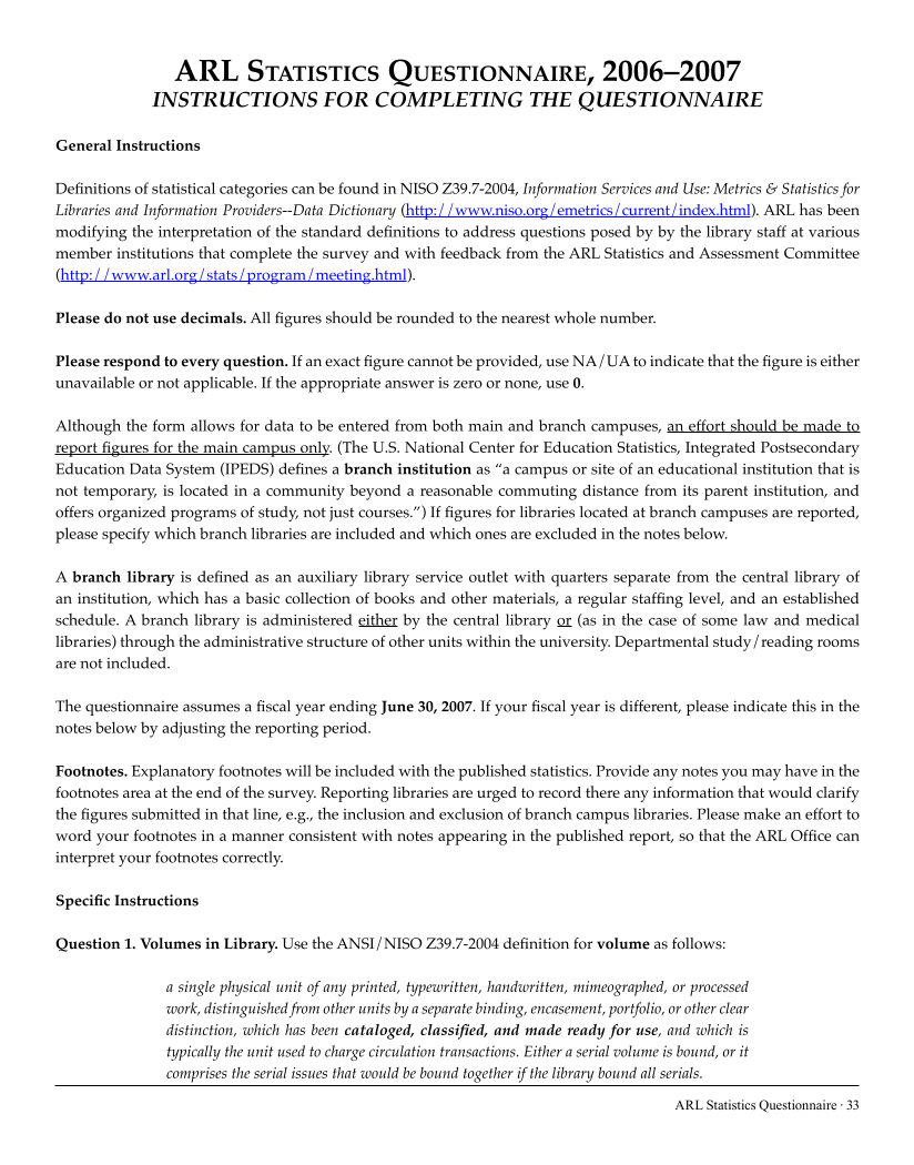 ARL Academic Health Sciences Library Statistics 2006–2007 page 33