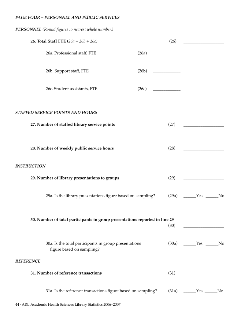 ARL Academic Health Sciences Library Statistics 2006–2007 page 44