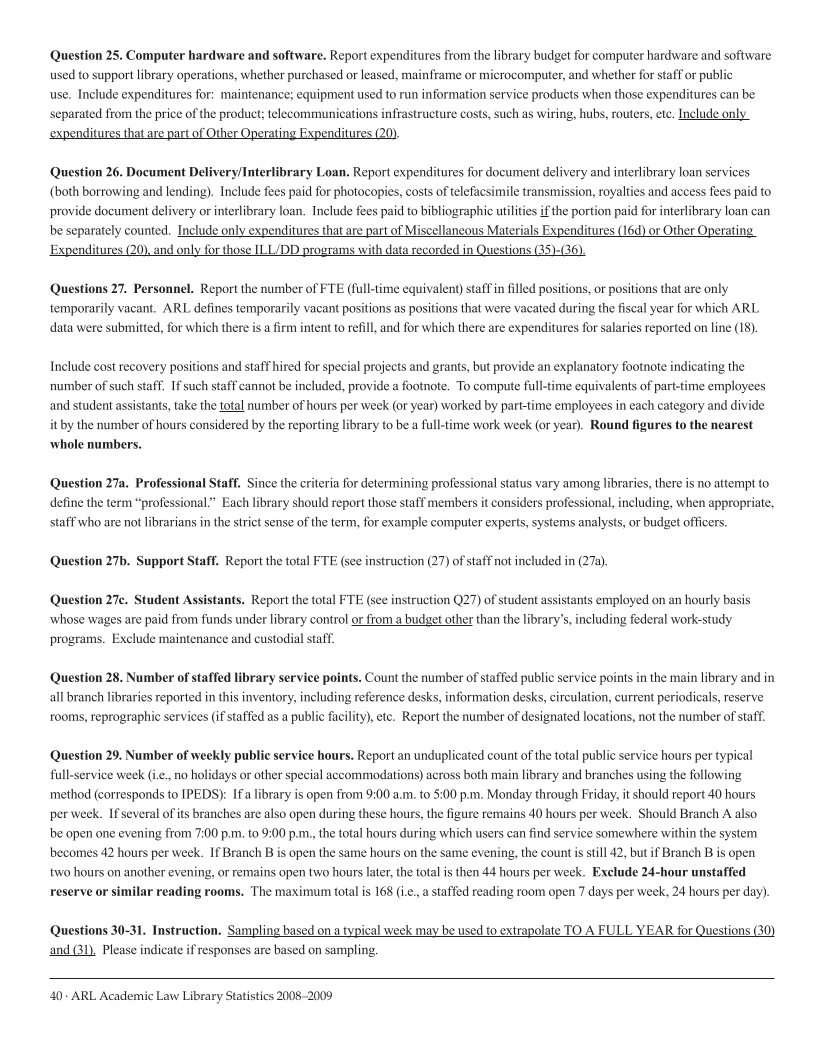 ARL Academic Law Library Statistics 2008-2009 page 40