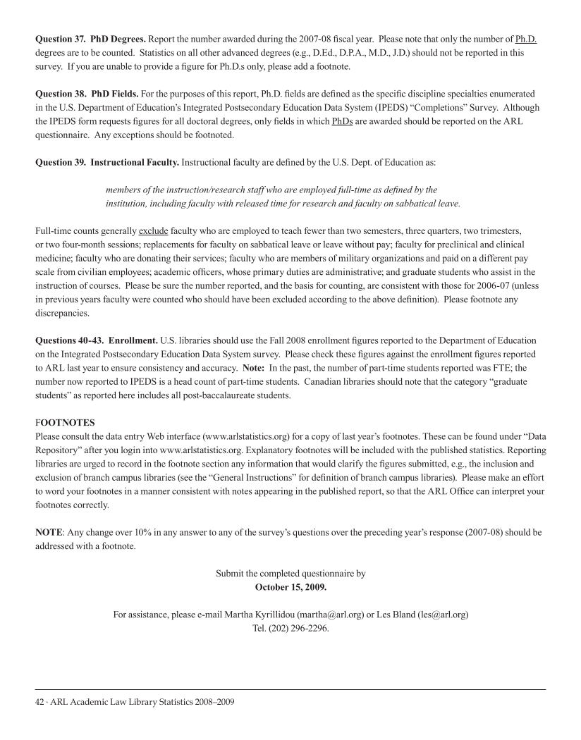 ARL Academic Law Library Statistics 2008-2009 page 42