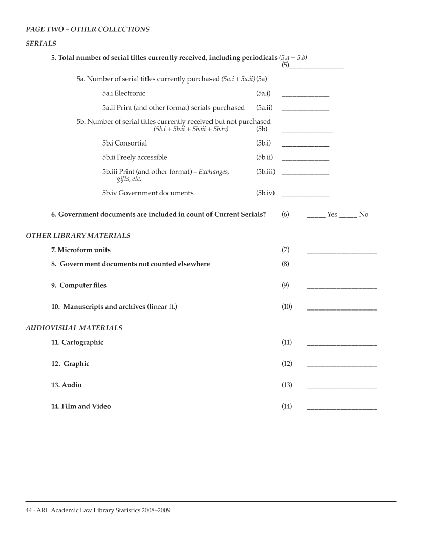 ARL Academic Law Library Statistics 2008-2009 page 44