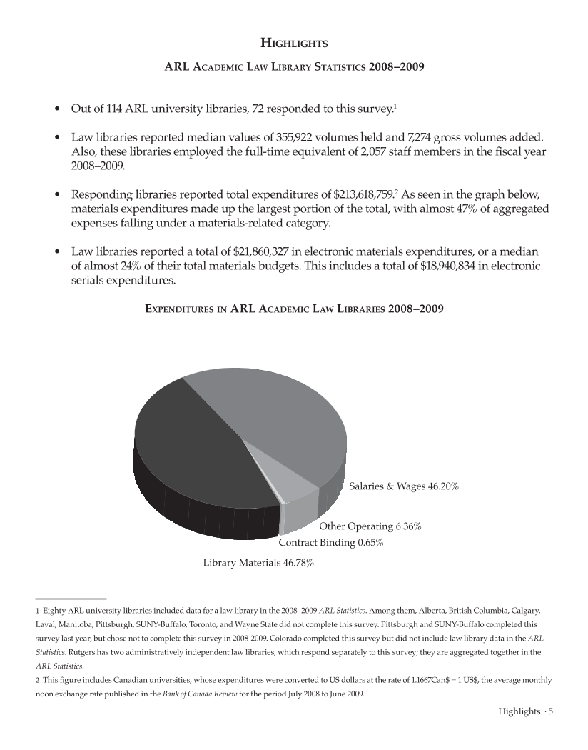 ARL Academic Law Library Statistics 2008-2009 page 5