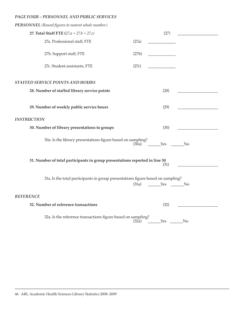 ARL Academic Health Sciences Library Statistics 2008–2009 page 46