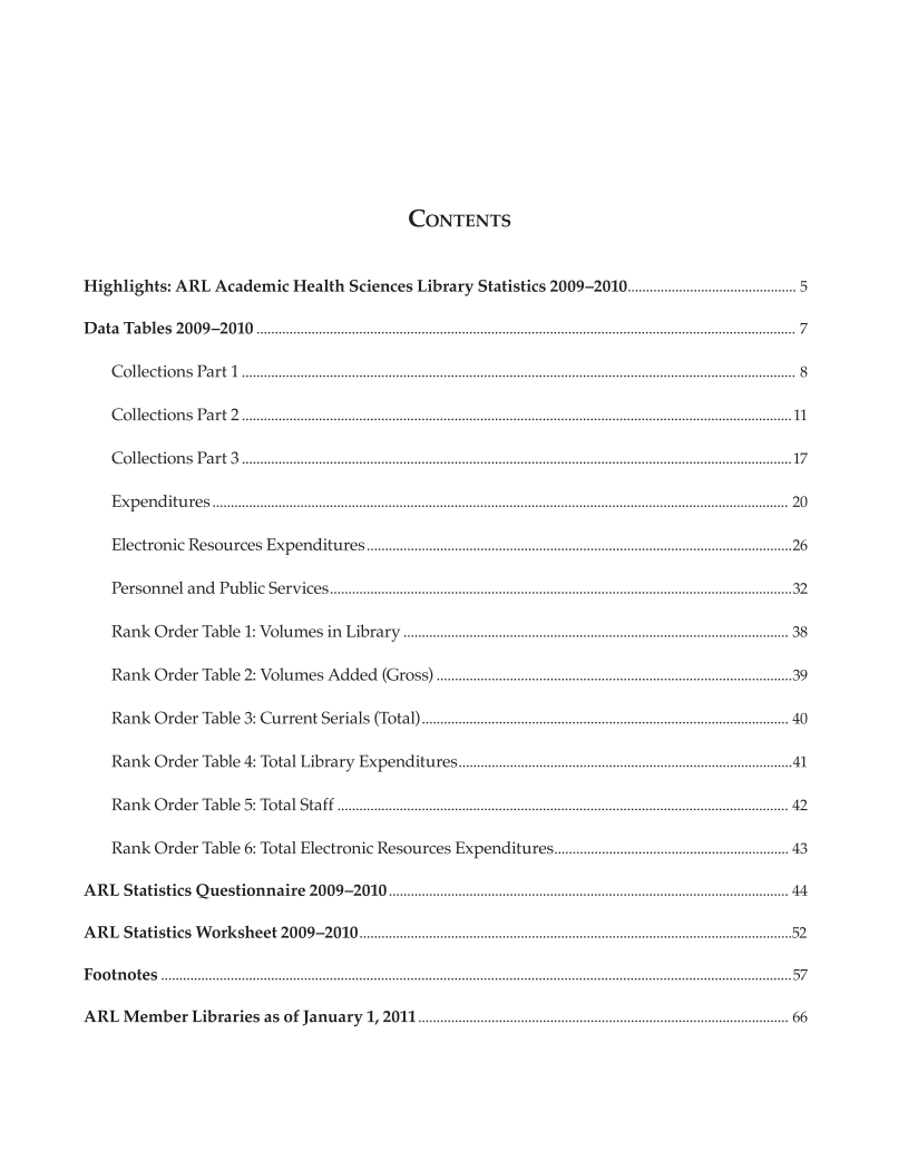 ARL Academic Health Sciences Library Statistics 2009-2010 page 3