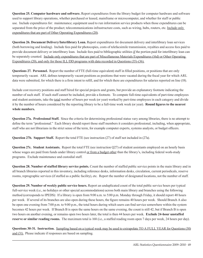 ARL Academic Law Library Statistics 2009-2010 page 49
