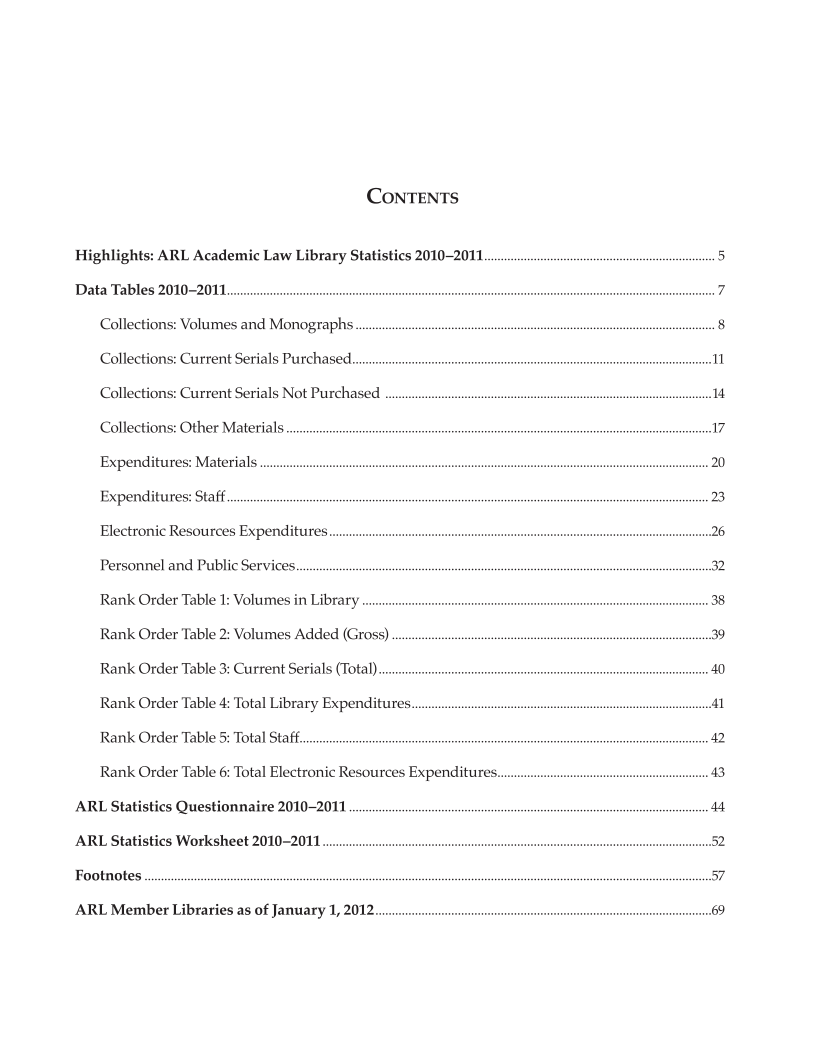 ARL Academic Law Library Statistics 2010–2011 page 3