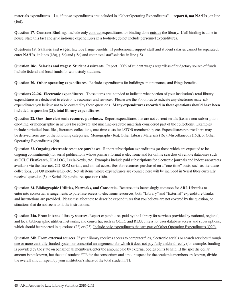 ARL Academic Law Library Statistics 2010–2011 page 48