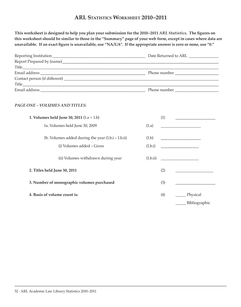 ARL Academic Law Library Statistics 2010–2011 page 52