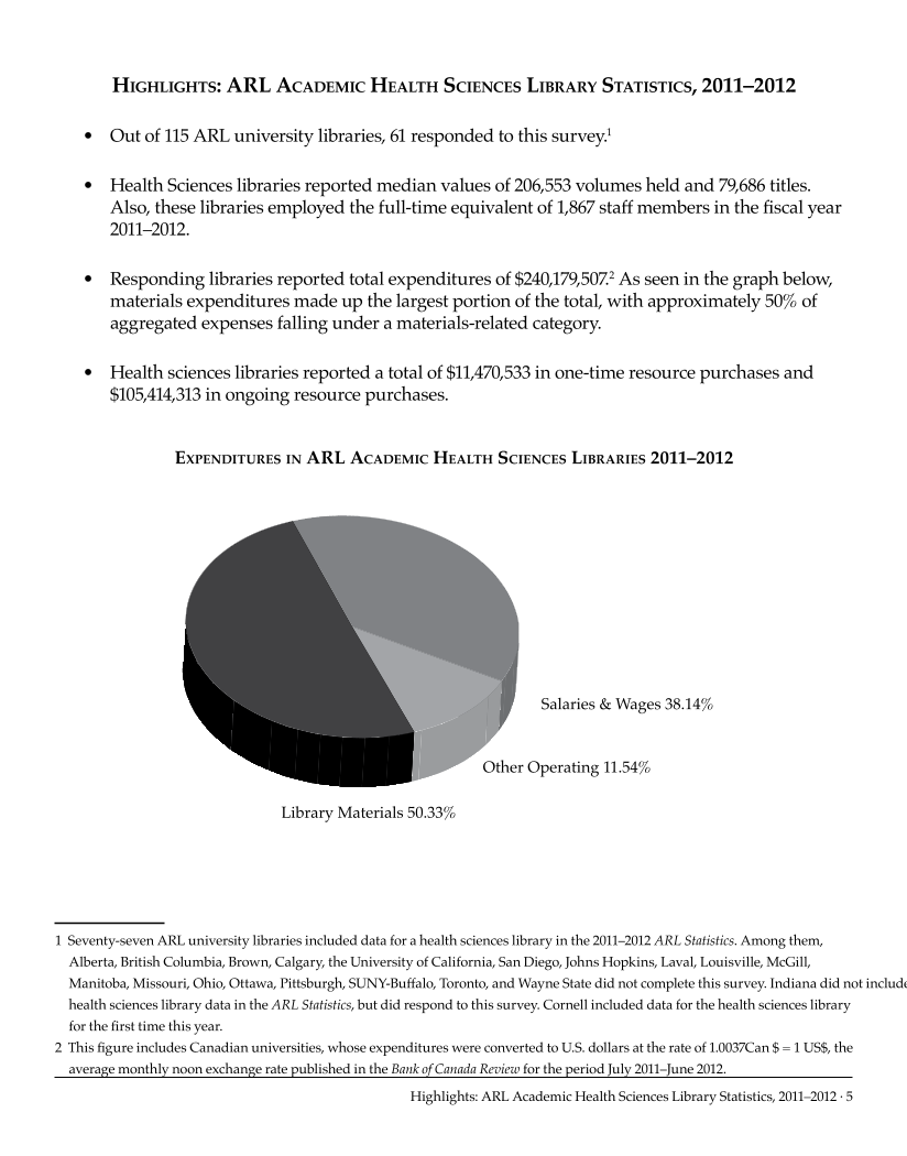 ARL Academic Health Sciences Library Statistics 2011-2012 page 5