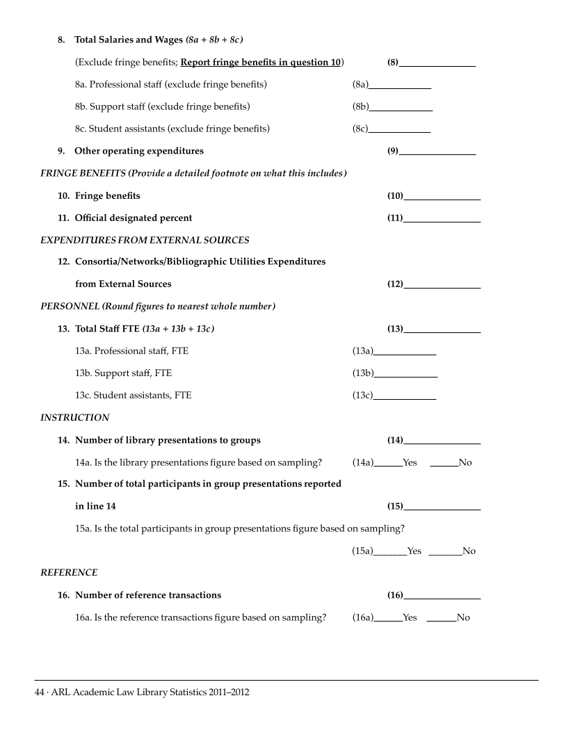 ARL Academic Law Library Statistics 2011-2012 page 44