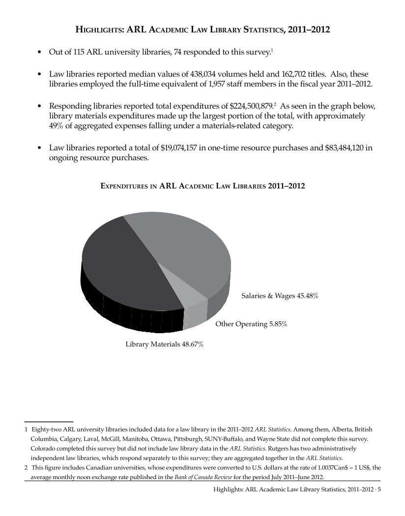 ARL Academic Law Library Statistics 2011-2012 page 5