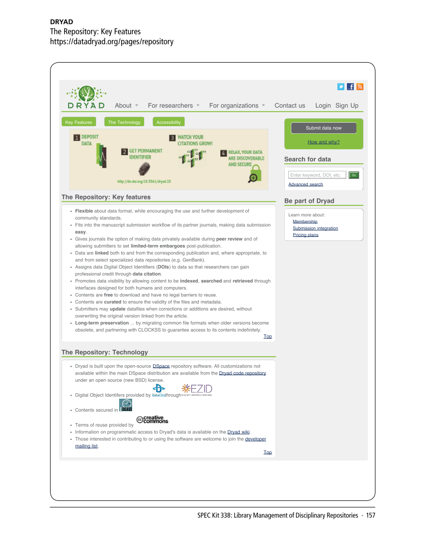 SPEC Kit 338: Library Management of Disciplinary Repositories (November 2013) page 157