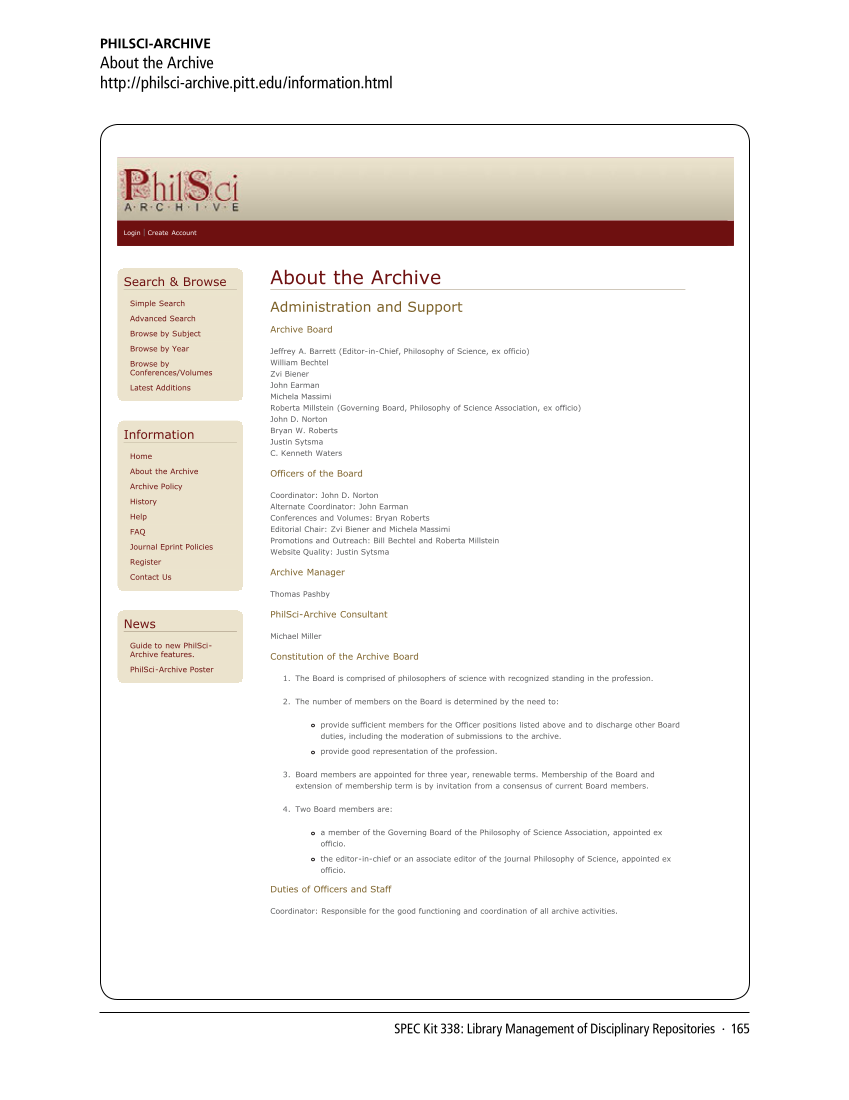 SPEC Kit 338: Library Management of Disciplinary Repositories (November 2013) page 165