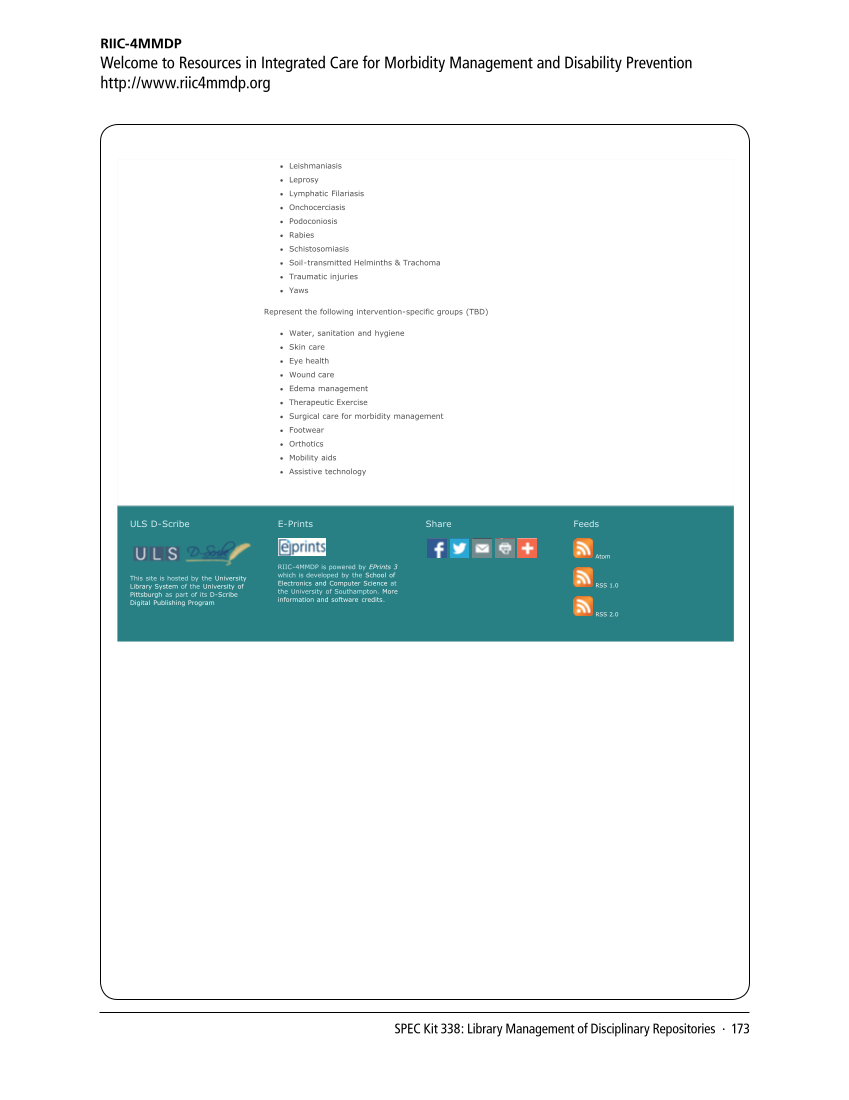 SPEC Kit 338: Library Management of Disciplinary Repositories (November 2013) page 173