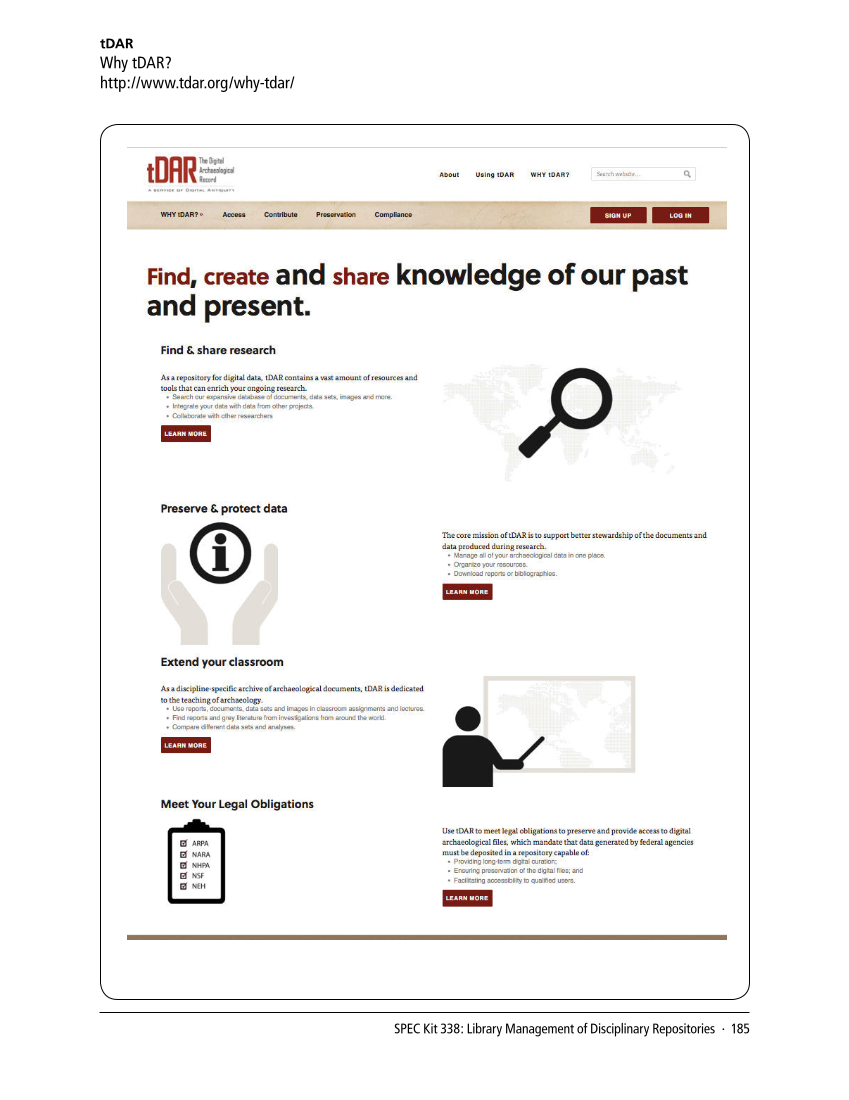 SPEC Kit 338: Library Management of Disciplinary Repositories (November 2013) page 185