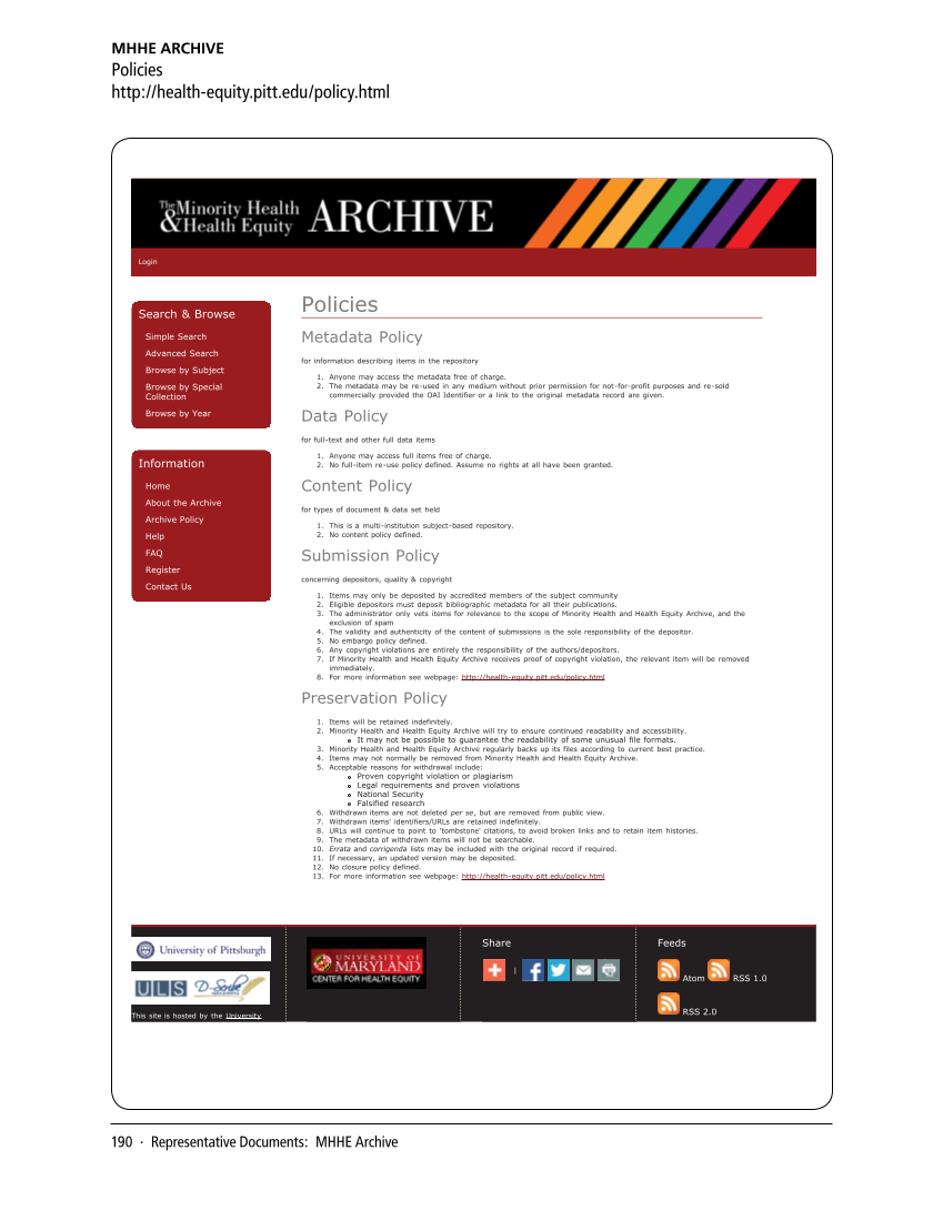 SPEC Kit 338: Library Management of Disciplinary Repositories (November 2013) page 190