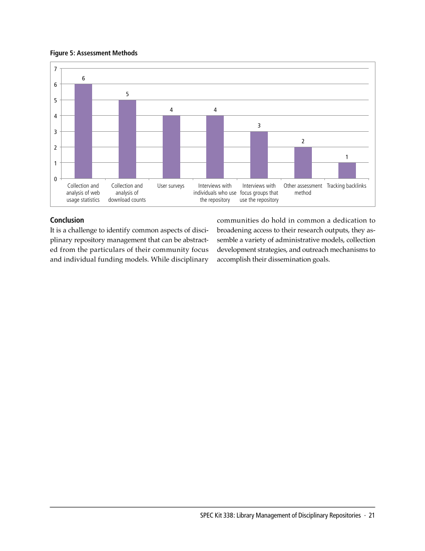 SPEC Kit 338: Library Management of Disciplinary Repositories (November 2013) page 21