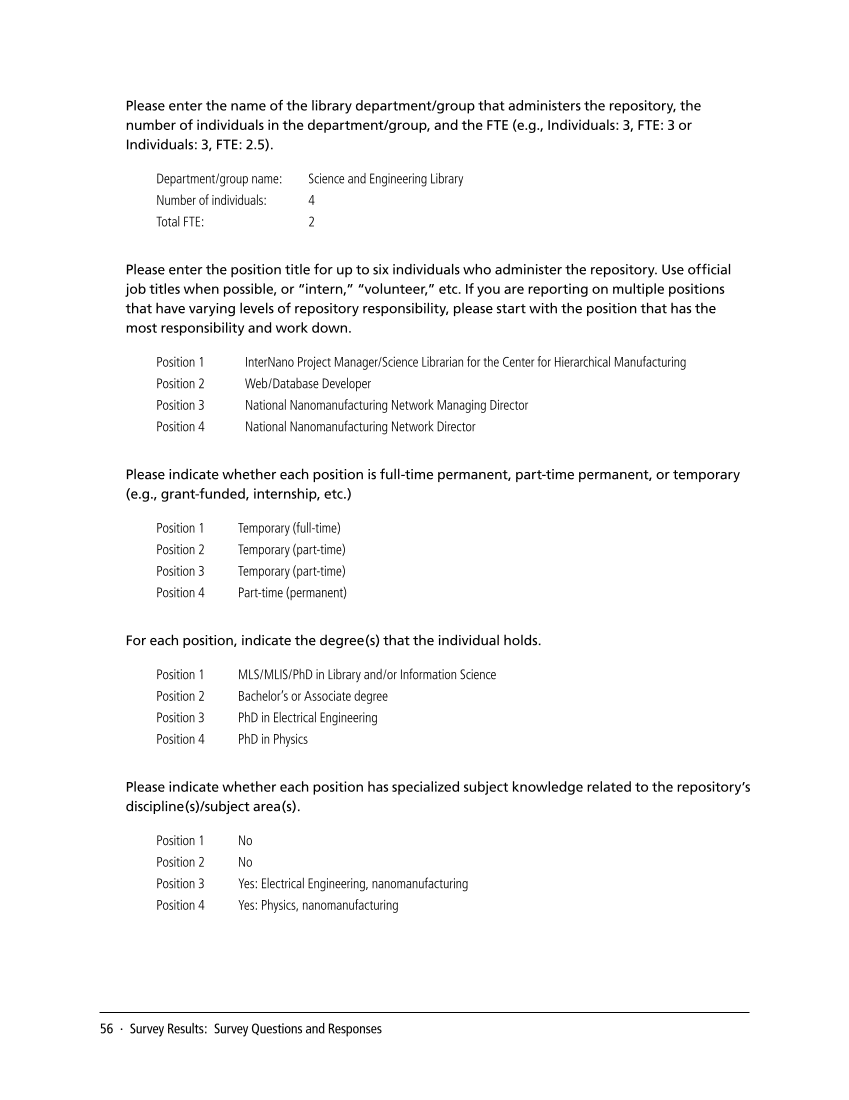 SPEC Kit 338: Library Management of Disciplinary Repositories (November 2013) page 56